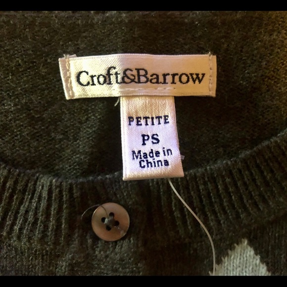 Croft&Barrow Cardigan Sweater Argyle Print - Picture 4 of 8